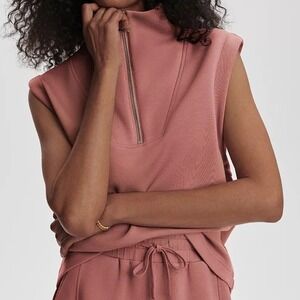 Varley Magnolia Half Zip Tank 2.0 Canyon Rose Sleeveless Mock Neck Top Sz M NWT